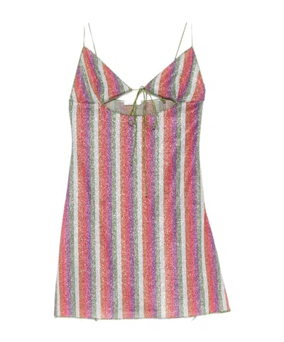 Oseree Striped Cut-out Dress In Pink