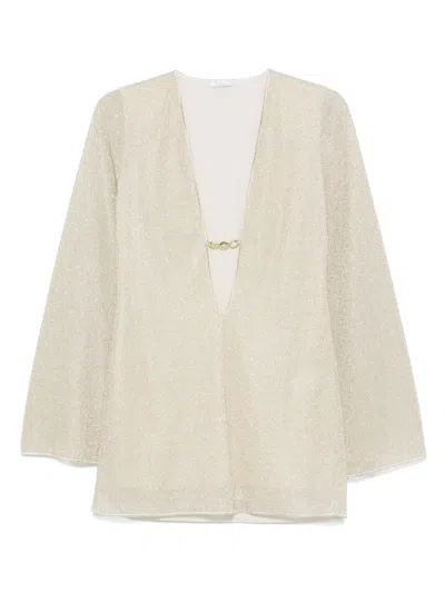 Oseree Chain-embellished Plunge-neck Mini Dress In White