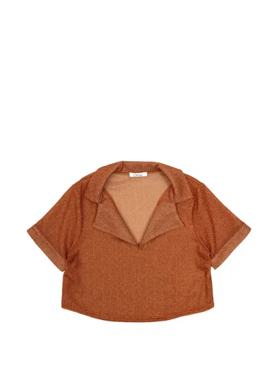 Oseree Kids' Collared Crop Top In Orange