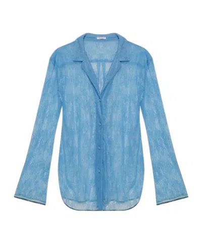 Oseree Collared Long-sleeved Shirt In Blue