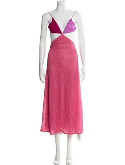 Pre-owned Oseree Colorblock Pattern Cover-up In Pink