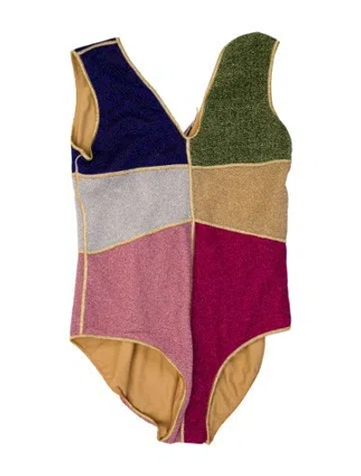 Pre-owned Oseree Colorblock Pattern Glitter Accents One-piece W/ Tags In Multi
