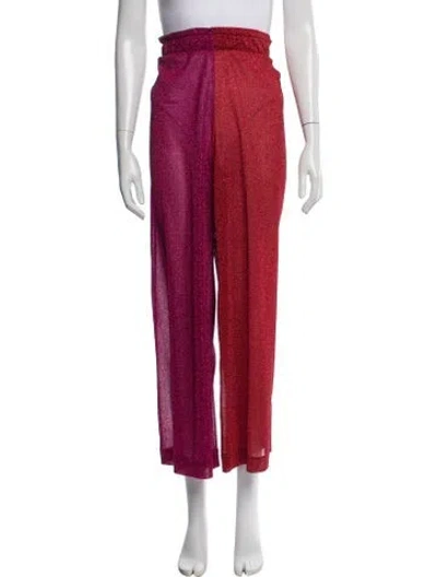 Pre-owned Oseree Colorblock Pattern Wide Leg Pants In Metallic/pink