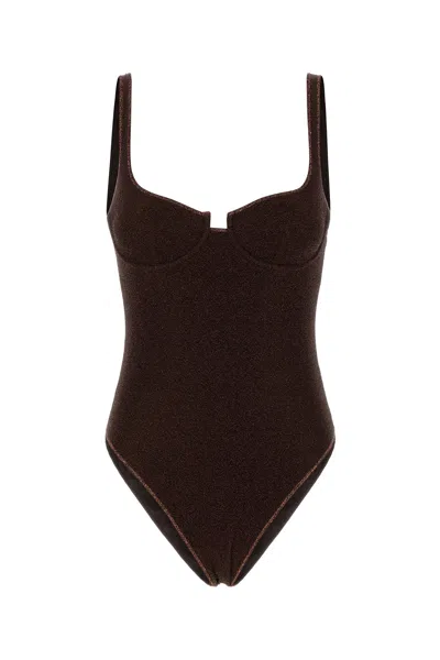 Oseree Chocolate Nylon Blend Swimsuit In Brown