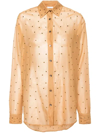 OSEREE OSÉREE COTTON-SILK RHINESTONE BLOUSE