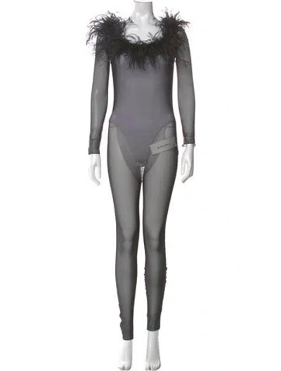 Pre-owned Oseree Cowl Neck Jumpsuit In Black
