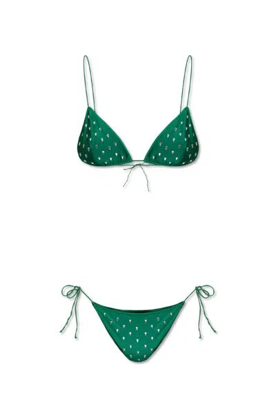 Oseree Oséree Crystal Embellished Bikini Set In Green