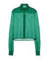 Oseree Gem Crystal-embellished Cotton And Silk Shirt In Green