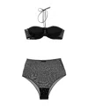 Oseree Crystal-embellished Mesh Bra Set In Black