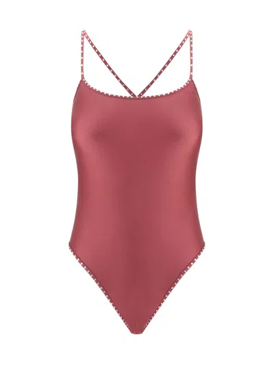 Oseree Crystal Swimsuit In Merlot