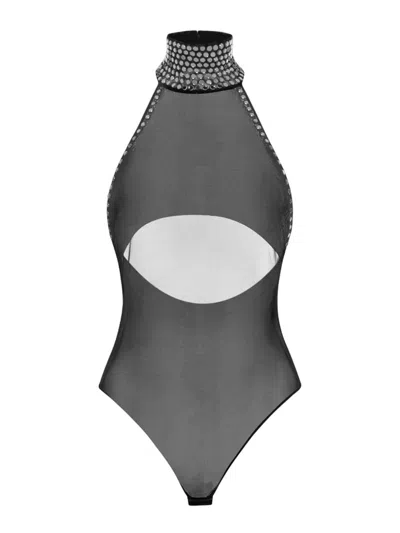 Oseree Crystal Turtleneck Bodysuit
