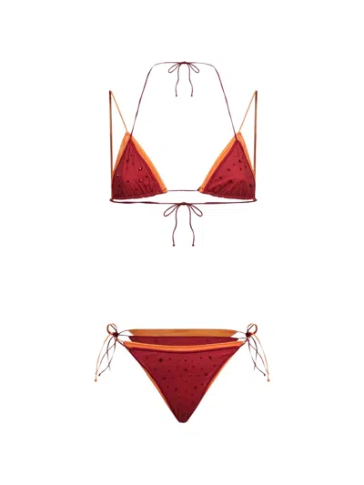 Oseree Crystal-embellished Bikini In Brown