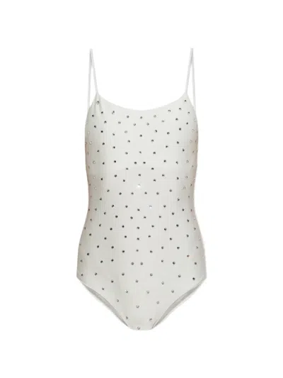 Oseree Crystal-embellished One-piece Swimsuit In White