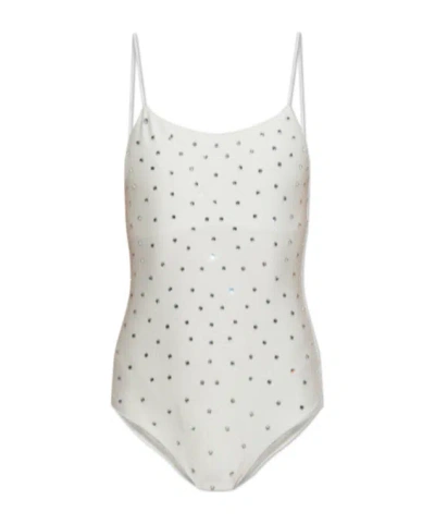 Oseree Crystal-embellished One-piece Swimsuit In White