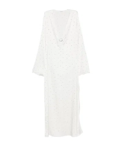 Oseree Crystal-embellished Ring-detail Maxi Dress In White