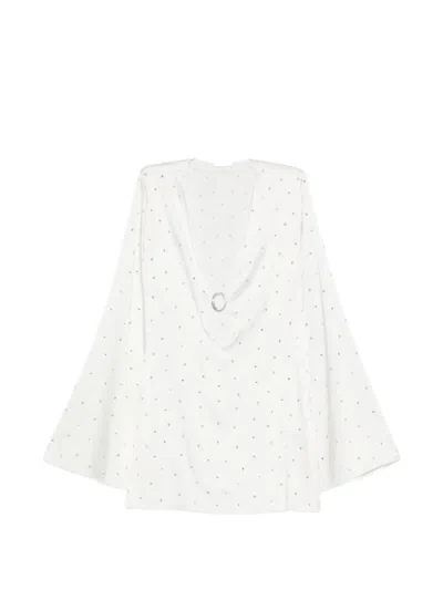 Oseree Crystal-embellished Ring-detail Mini Dress In White