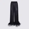 Oseree Oséree Lumière Plumage Feather-trimmed Lamé Pants In Blue