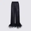 Oseree Oséree Lumière Plumage Feather-trimmed Lamé Pants In Blue
