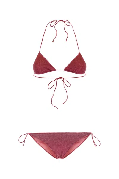 Oseree Dark Pink Nylon Blend Bikini In Sunset