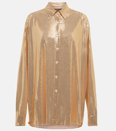 Oseree Disco Metallic Shirt In Gold