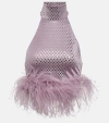 Oseree Disco Plumage Feather-trimmed Top In Lilac