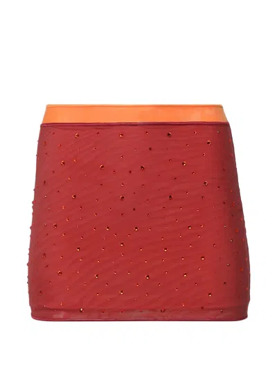 Oseree Double Gem Mini Skirt In Red