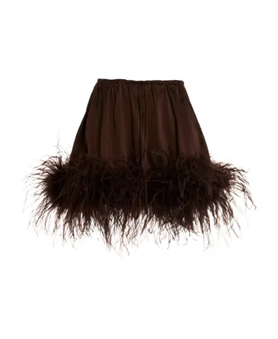 Oseree Oséree Drawstring Mini Skirt In Brown