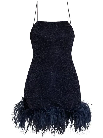Oseree Oséree Lumiere Plumage Mini Dress In Navy