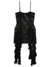 Oseree Lace Ruffle Mini Dress In Black