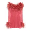 Oseree Feather-trim Mini Dress In Multicolor