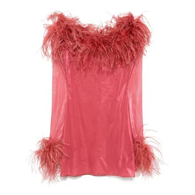 Oseree Feather-trim Mini Dress In Multicolor