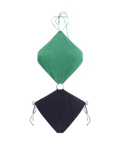 Oseree Dual-color Swimsuit In Green