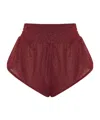 Oseree Womens Burgundy Lumiere Metallic Woven Shorts In Burgundy