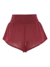 Oseree Womens Burgundy Lumiere Metallic Woven Shorts In Burgundy