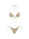 Oseree Marylin Polyester Sequin Halter Triangle Bikini In Neutral