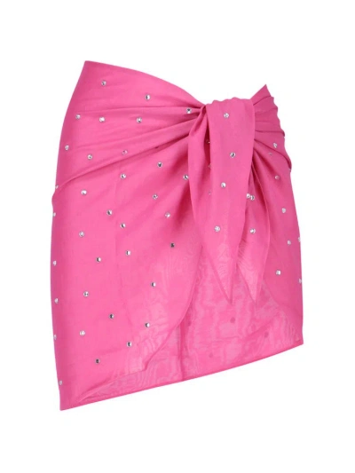 Oseree Oséree Embellished Crepe Mini Skirt In Pink