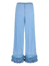 Oseree Pant Wide-leg Floral Embellishments In Blue
