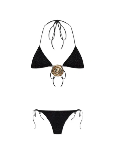 Oseree Embellished Lurex Bikini In Black