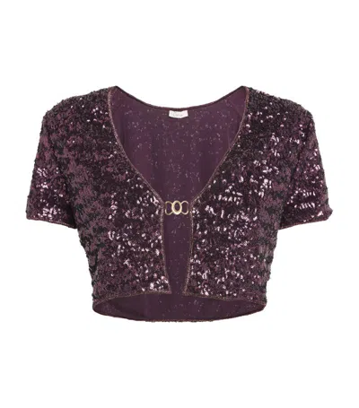 OSEREE EMBELLISHED O-CLASP CROP TOP