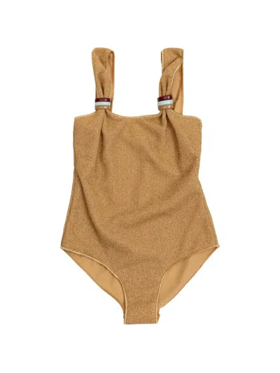 Oseree Kids' Embellished Swimsuit In Brown