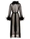 Oseree Plumage Feather-trimmed Chiffon Robe