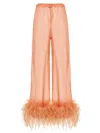 Oseree Oséree Feather Silk Pants In Orange
