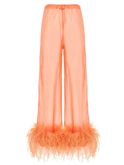 Oseree Feather Silk Pants Pink