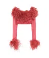 Oseree Feather-trim Cropped Top In Pink