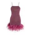Oseree Oséree Lumière Plumage Feather-trimmed Lamé Minidress In Purple