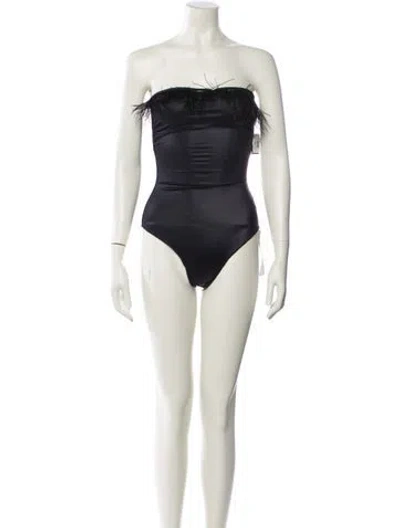 Pre-owned Oseree Feather Trim One-piece In Neutral