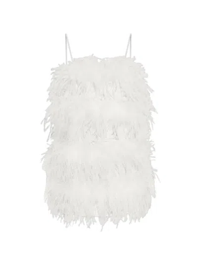 Oseree Feather-embellished Satin Mini Dress In Multi