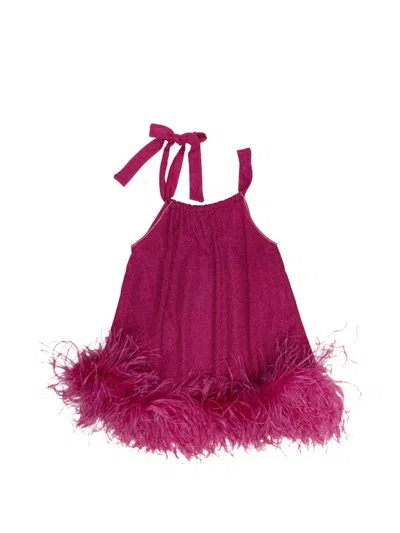 Oseree Kids' Feather-trim Dress In Pink