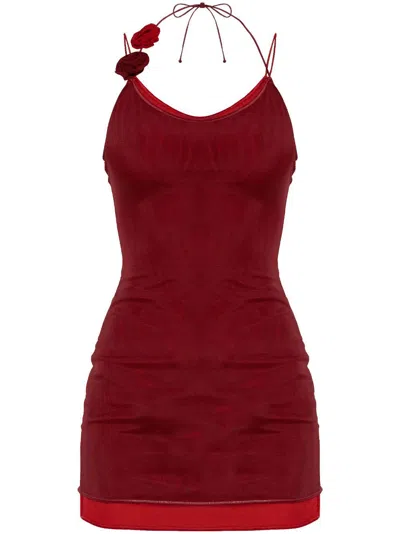 Oseree Minikleid Mit Blumenapplikation In Red