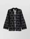 Oseree Floral Lace Buttoned Collar Sheer Shirt